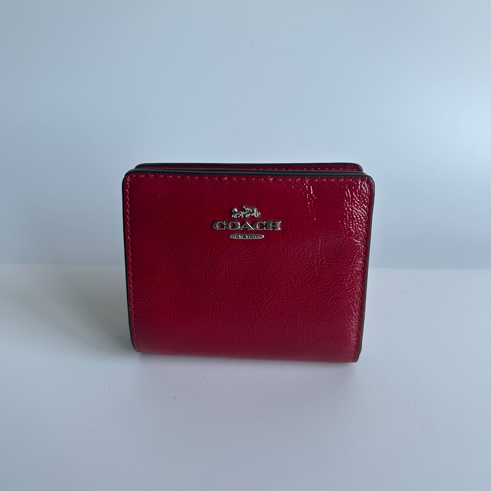 Coach Bifold Snap Wallet Red Patent Leather CW790